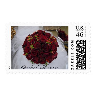 Red Bridal Bouquet - Bridal Shower Postage Stamps