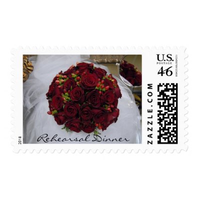 Red Bridal Bouquet - Rehearsal Dinner Postage Stamp