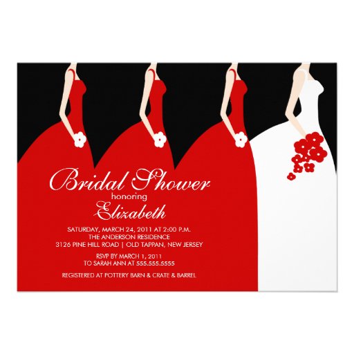 Red Bride Bridesmaids Bridal Shower Invitation