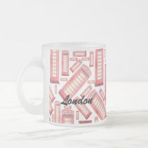 Red British phone booth London frosted coffee mug