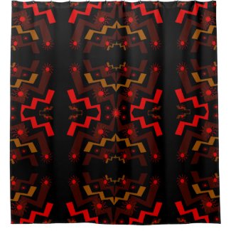 Red, Brown and Black Lightning Suns Shower Curtain