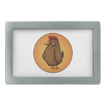 Red Brown Chicken Standing Tall Rectangular Belt Buckles