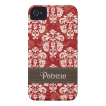Red Brown Damask iPhone 4 /4s Case Mate Cover Case-mate Iphone 4 Cases