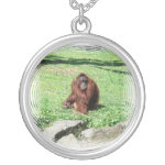 Red-Brown Haired Orangutan Silver Necklace necklace