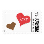Red Brown Hearts rsvp Stamps