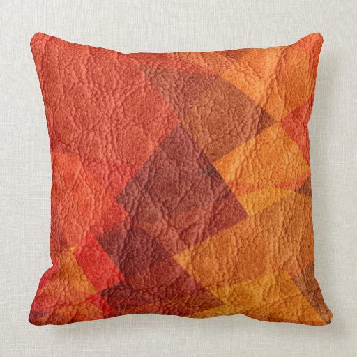 Red Brown Leather Throw Pillows Zazzle