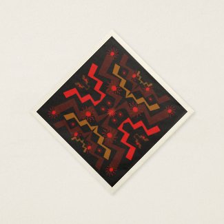 Red Brown Lightning Pattern Paper Napkins