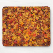 Red Brown Orange and Yellow Autumn Leaves Mousepad