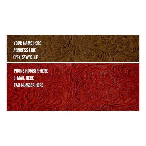 Red, Brown Tooled Leather Business Card (back side)