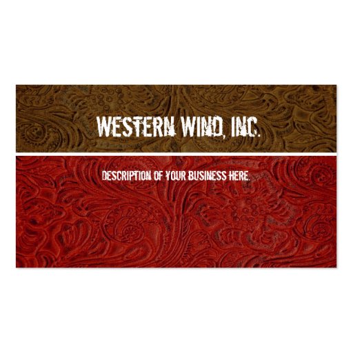 Red, Brown Tooled Leather Business Card (front side)