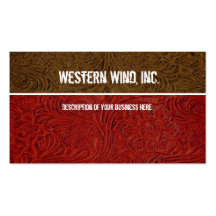 Red, Brown Tooled Leather Business Card