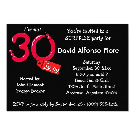 Red Bubble Letter 30th Birthday Celebration Invitation