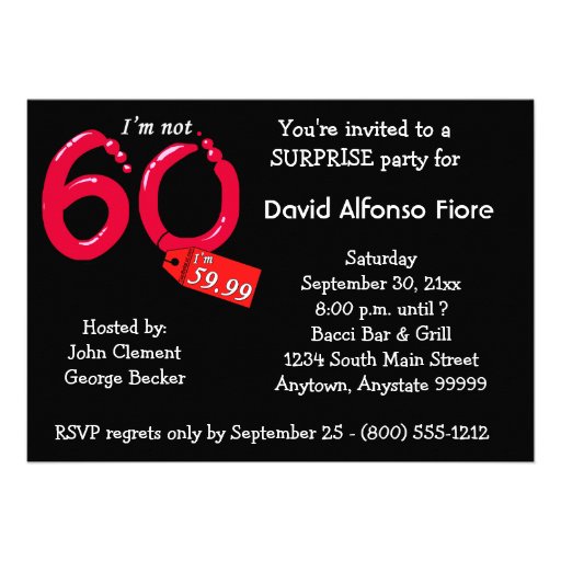 Red Bubble Letter 60th Birthday Celebration Custom Invite