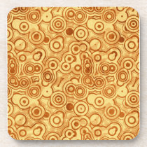 Red Bubbles on Gold Abstract Drink Coaster