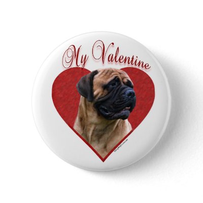 Red Bullmastiff My Valentine - Button by GreyWolfCreation