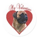 Red Bullmastiff My Valentine - Sticker by GreyWolfCreation Red Bullmastiff My Valentine - Sticker