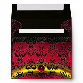 RED BURGUNDY BLACK DAMASK Ruby Gold envelope
