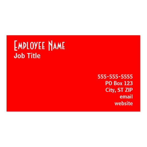 Red Business Card (back side)