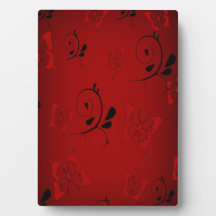 Red Butterfies and Swirls Display Plaque