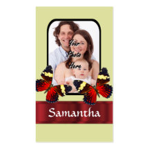 Red butterflies photo template business cards