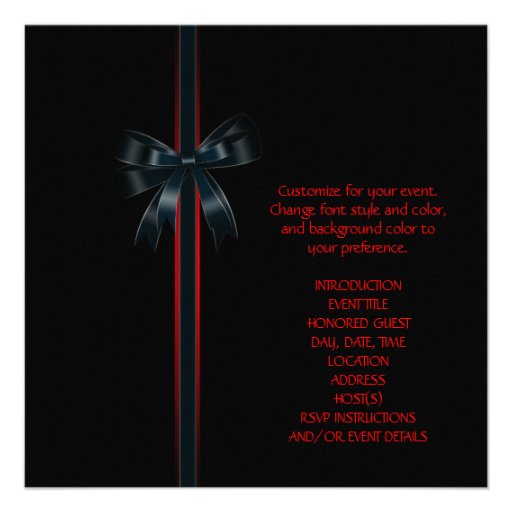 Red Butterfly Black Party invitation Template