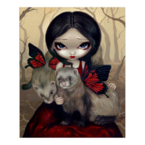 Red Butterfly Ferrets gothic fairy Art Print