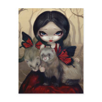 "Red Butterfly Ferrets" Postcard