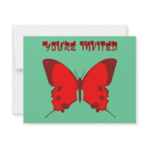 Red Butterfly Custom Invitations