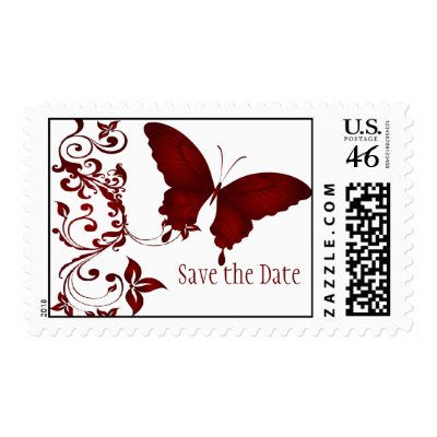 Red Butterfly Matching Postage Stamp