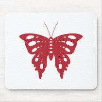 Red Butterfly Mouse Pads