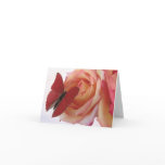red butterfly on pink rose note card