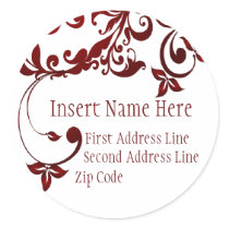 Red Butterfly Return Address Round Stickers