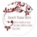 Red Butterfly Return Address stickers