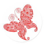 Red Butterfly Round Sticker