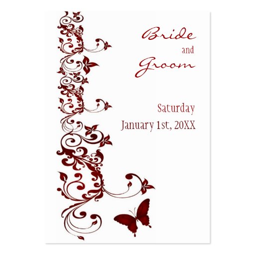Red Butterfly Save the Date for Weddings Business Card Templates (front side)