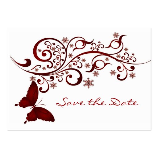 Red Butterfly Save the Date for Weddings Business Card Templates (back side)