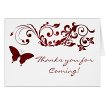 Red Butterfly, Thanks you Card for Weddings cards