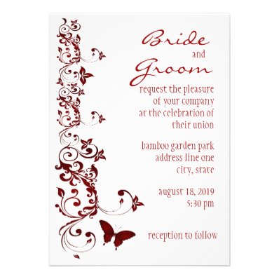 Red Butterfly Wedding Invitation