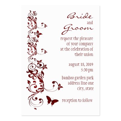 Red Butterfly Wedding Invitation Business Card Template