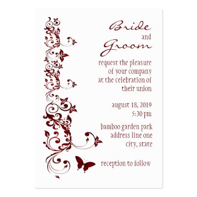 Butterfly Wedding Invitation Cards on Red Butterfly Wedding Invitation Plain White Business Cards