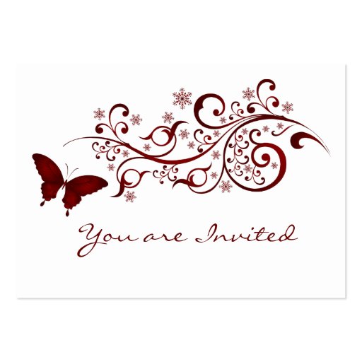 Red Butterfly Wedding Invitation Business Card Template
