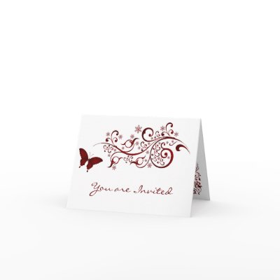 Red Butterfly Wedding Invitations Greeting Cards