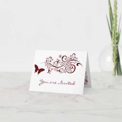 Red Butterfly Wedding Invitations Greeting Cards by satelliteg