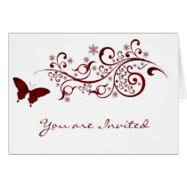 Red Butterfly Wedding Invitations cards