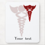red caduceus medical gifts mousepads