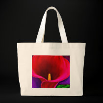 Red Cala Lily Flower Painting Art - Multi bags