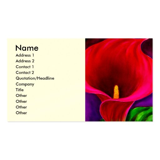 Red Cala Lily Flower Painting Art - Multi Business Card Template