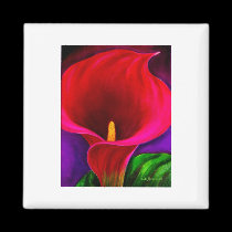 Red Cala Lily Flower Painting Art - Multi magnets