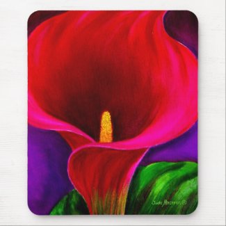 Red Cala Lily Flower Painting Art - Multi mousepad