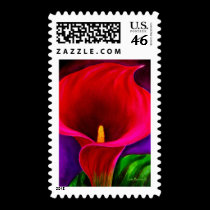 Red Cala Lily Flower Painting Art - Multi postage